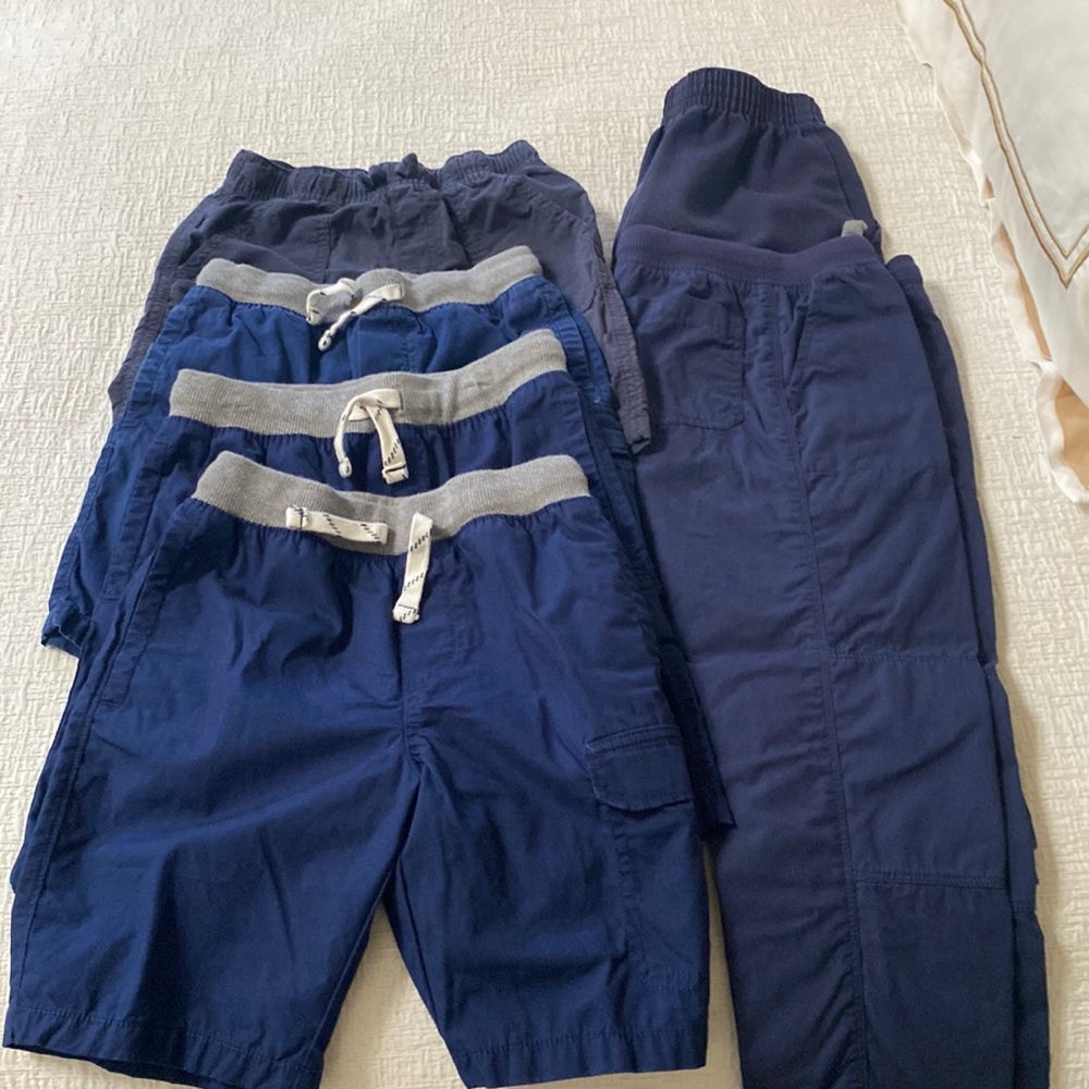 Group of boys navy shorts and pants.